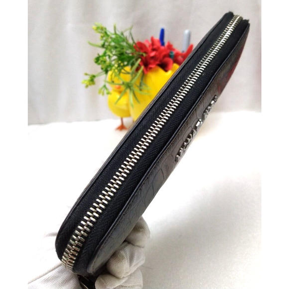 Michael Kors Brown Leather Crocodile Embossed Zip Around Credit Card Wallet - Picture 8 of 12